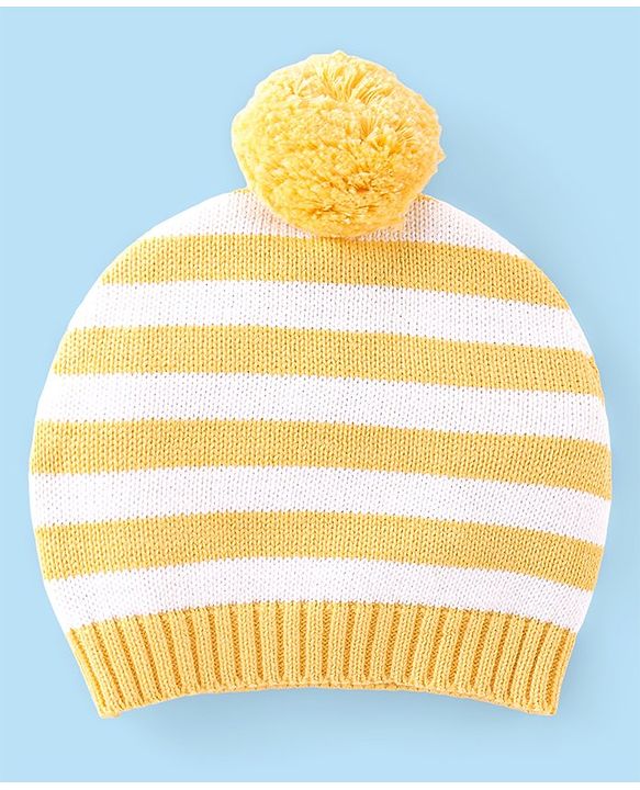 Babyhug Full Sleeves Sweater Set with Cap Lion Design - Yellow