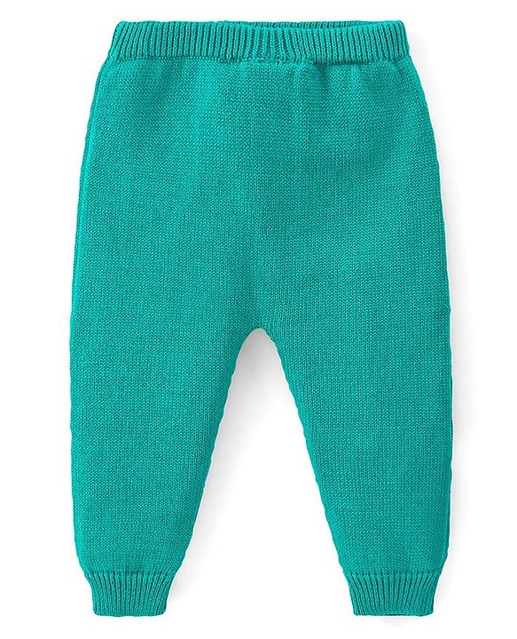 Babyhug Cotton Knit Full Raglan Sleeves Sweater Set with Cap & Stripes Design - Teal Blue