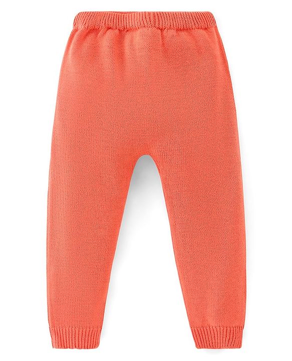 Babyhug Knitted Full Sleeves Striped Sweater Set with Cap & Fox Patch - Peach
