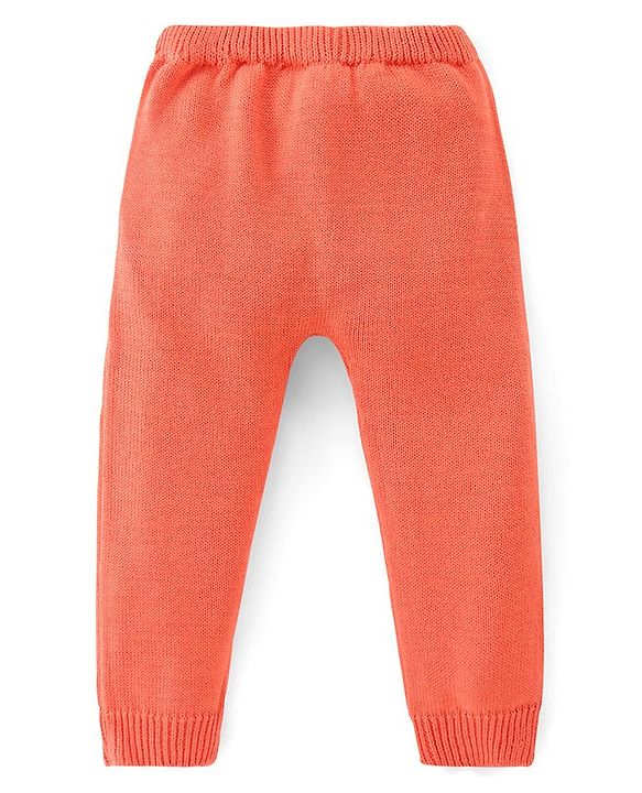 Babyhug Knitted Full Sleeves Striped Sweater Set with Cap & Fox Patch - Peach
