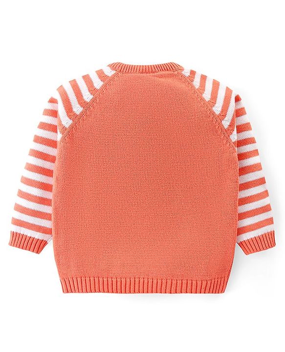 Babyhug Knit Full Sleeves Sweater Set with Cap Fox Design - Orange