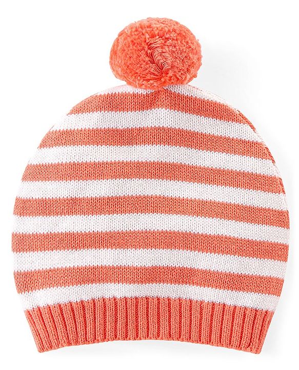 Babyhug Knit Full Sleeves Sweater Set with Cap Fox Design - Orange