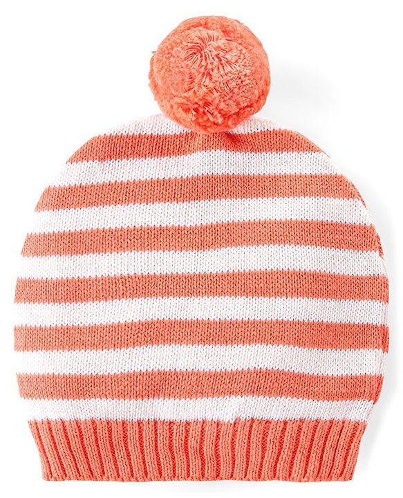 Babyhug Knit Full Sleeves Sweater Set with Cap Fox Design - Orange