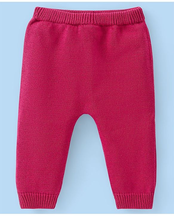 Babyhug Cotton Knit Full Sleeves Front Open Hooded Sweater Set with Stripes Design - Red