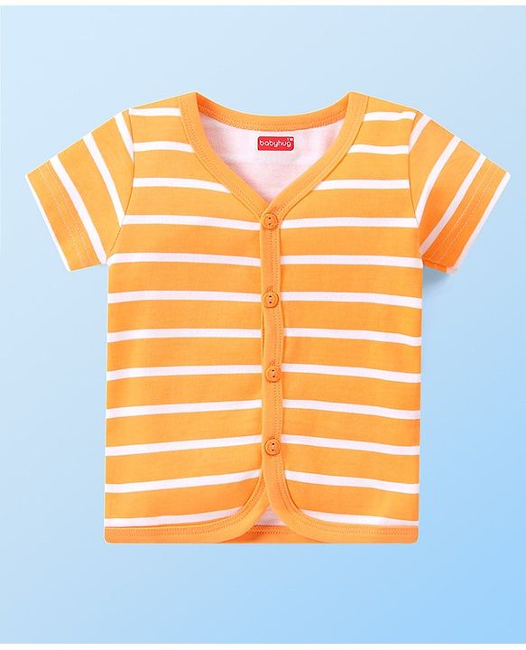 Babyhug 100% Cotton Knit Set of  Vests with Striped Crocodile & Tiger Print Pack of 3 - Multicolour