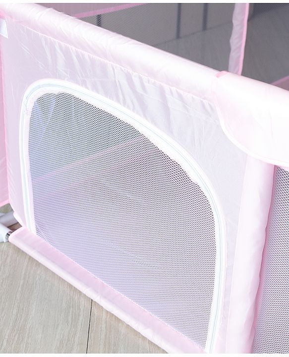 Babyhug Smart Portable with Safety Lock Playpen with Play Gate Fence - Pink