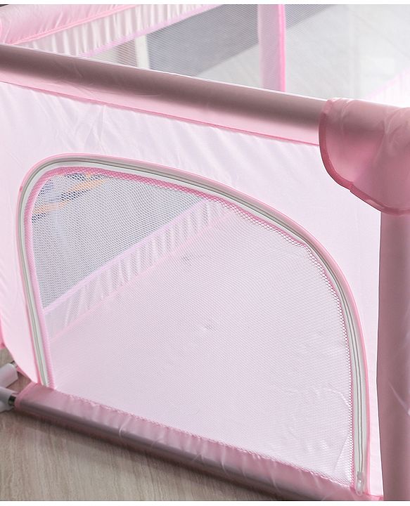 Babyhug Smart Portable with Safety Lock Playpen with Play Gate Fence - Pink