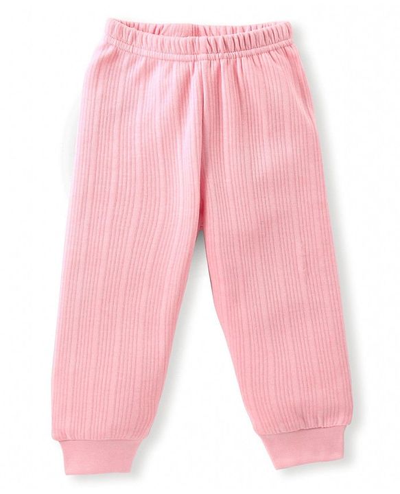 Babyhug Full Sleeves Front Open Solid Thermal Vest & Pant - Pink