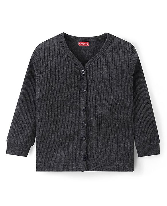 Babyhug Full Sleeves Front Open & Pullover Vest Combo Pack Of 2 - Dark Grey