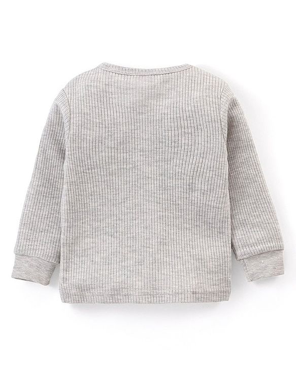 Babyhug Full Sleeves Front Open & Pullover Thermal Wear Vests Pack of 2 - Light Grey