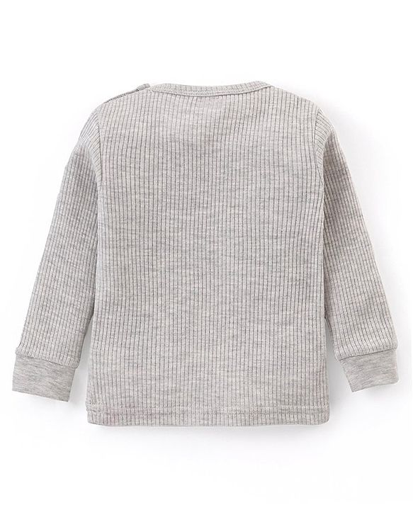 Babyhug Full Sleeves Front Open & Pullover Thermal Wear Vests Pack of 2 - Light Grey