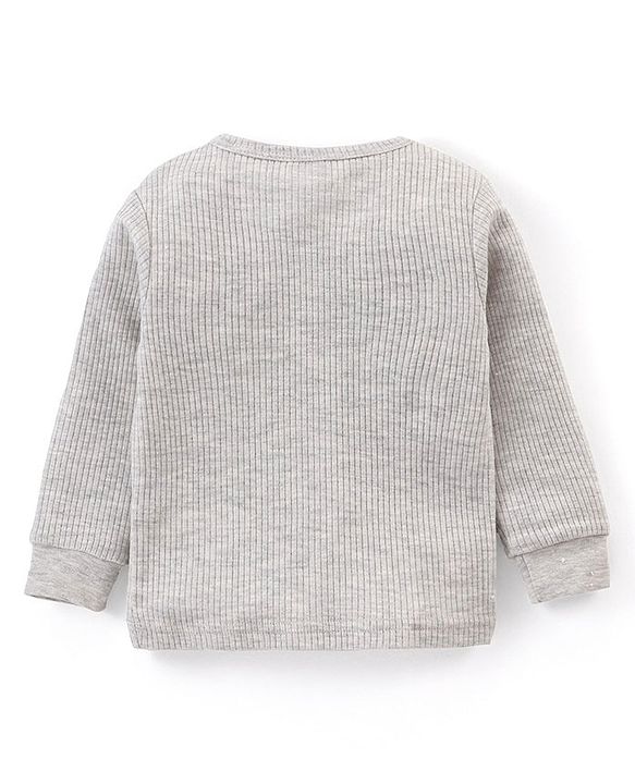 Babyhug Full Sleeves Front Open & Pullover Thermal Wear Vests Pack of 2 - Light Grey