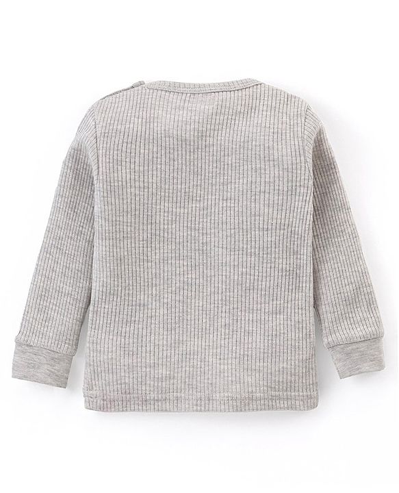 Babyhug Full Sleeves Front Open & Pullover Thermal Wear Vests Pack of 2 - Light Grey