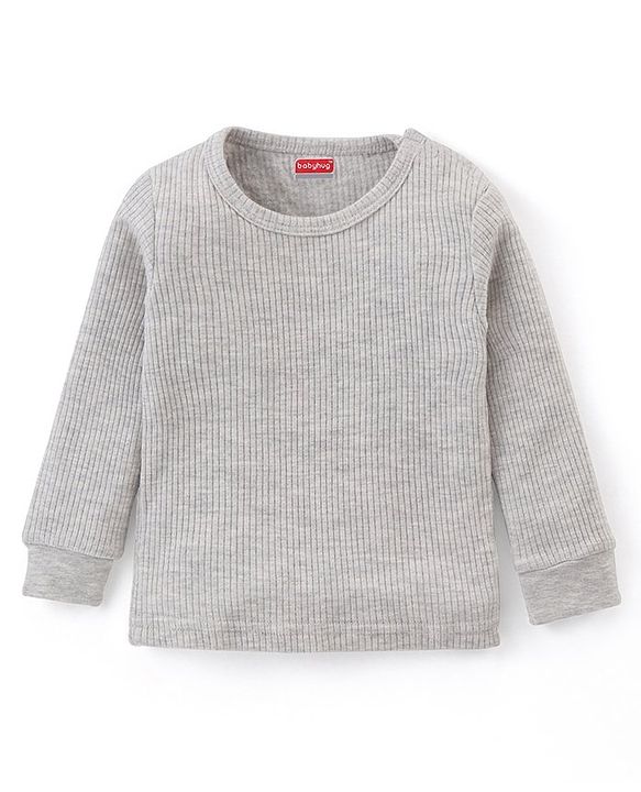 Babyhug Full Sleeves Front Open & Pullover Thermal Wear Vests Pack of 2 - Light Grey