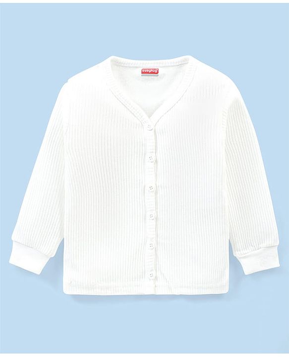 Babyhug Front Open Full Sleeve Solid Color Front Open & Pullover Thermal Vests Pack of 2 - Off White