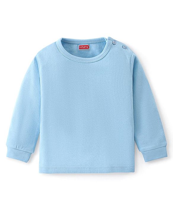 Babyhug Front Open & Pullover Full Sleeve Solid Colour Thermal Vests Pack of 2 - Blue