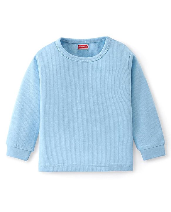 Babyhug Front Open & Pullover Full Sleeve Solid Colour Thermal Vests Pack of 2 - Blue