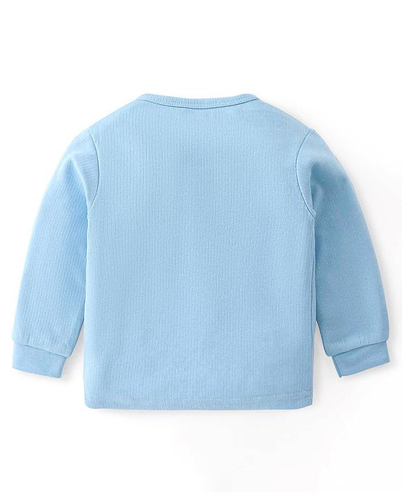 Babyhug Front Open & Pullover Full Sleeve Solid Colour Thermal Vests Pack of 2 - Blue