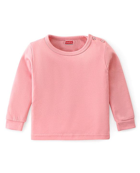 Babyhug Front Open & Pullover Full Sleeve Solid Colour Thermal Vests Pack of 2 - Pink