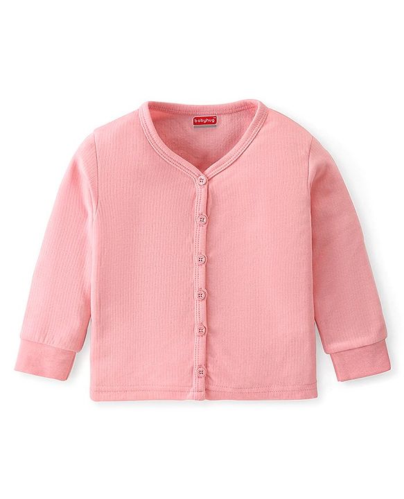 Babyhug Front Open & Pullover Full Sleeve Solid Colour Thermal Vests Pack of 2 - Pink