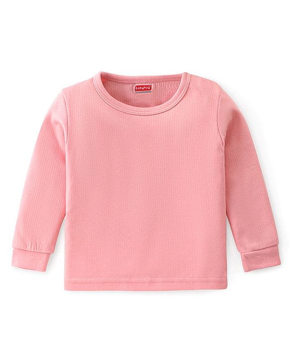 Babyhug Front Open & Pullover Full Sleeve Solid Colour Thermal Vests Pack of 2 - Pink