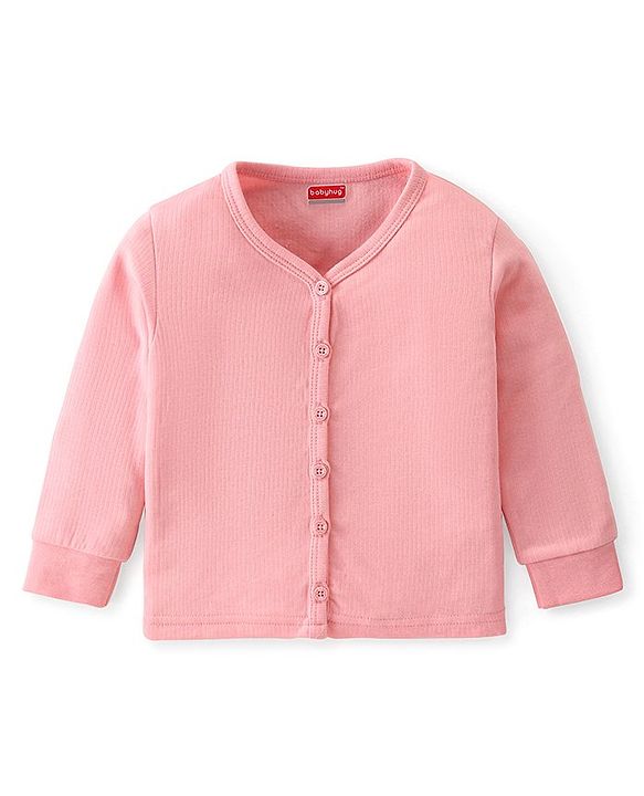 Babyhug Front Open & Pullover Full Sleeve Solid Colour Thermal Vests Pack of 2 - Pink