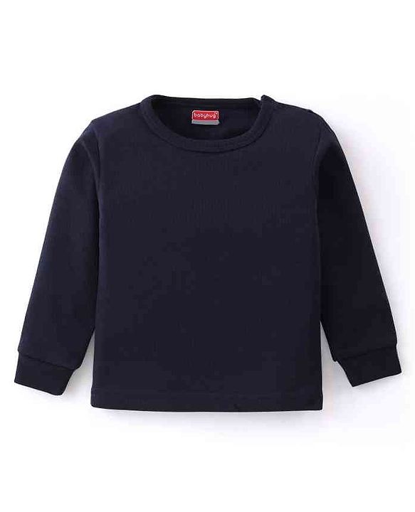 Babyhug Front Open & Pullover Full Sleeves Solid Colour Thermal Vests Pack of 2 - Navy Blue