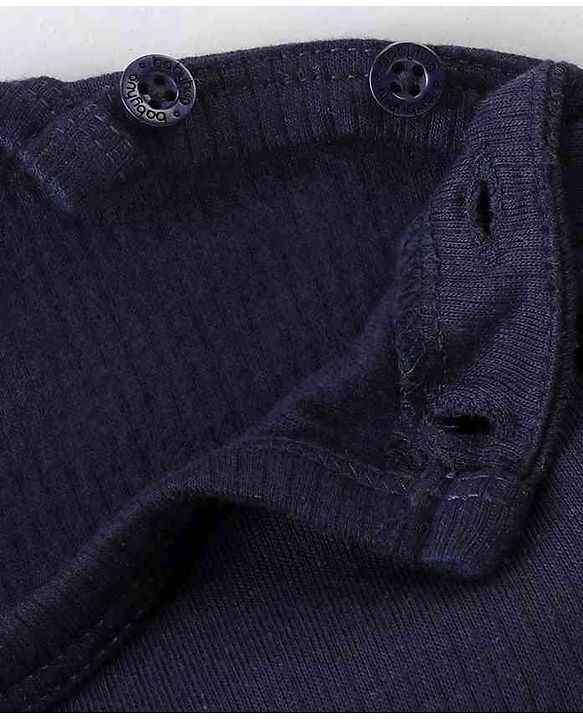 Babyhug Front Open & Pullover Full Sleeves Solid Colour Thermal Vests Pack of 2 - Navy Blue