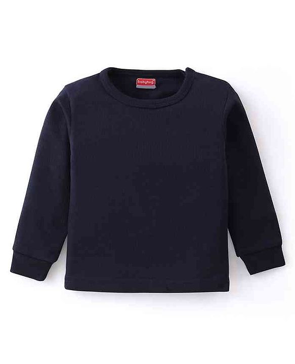 Babyhug Front Open & Pullover Full Sleeves Solid Colour Thermal Vests Pack of 2 - Navy Blue