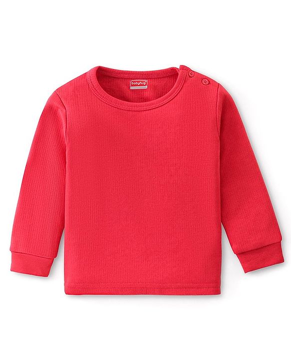 Babyhug Front Open & Pullover Full Sleeve Solid Colour Thermal Vests Pack of 2 - Red