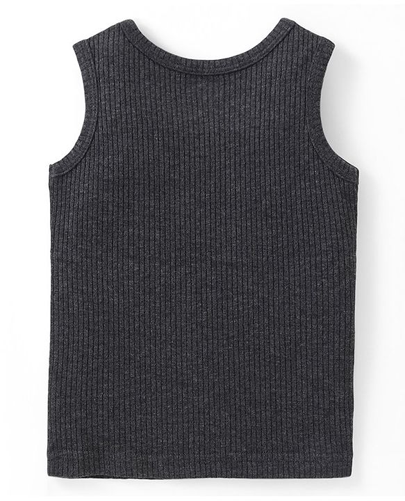 Babyhug Solid Full Sleeves Thermal Vests & Pant Set - Dark Grey