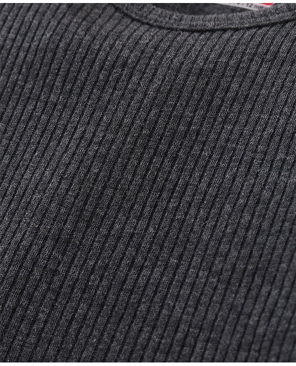 Babyhug Solid Full Sleeves Thermal Vests & Pant Set - Dark Grey