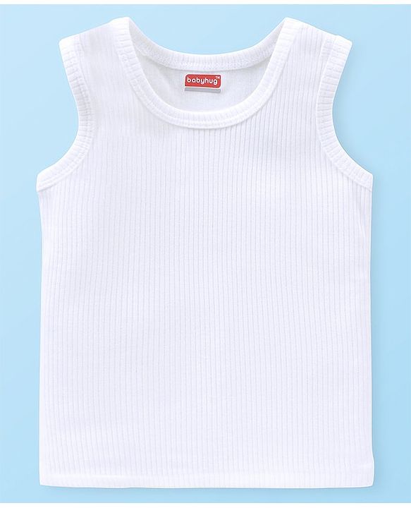 Babyhug Solid Colour Full Sleeve & Sleeveless Thermal Vests & Pant Set - Off White