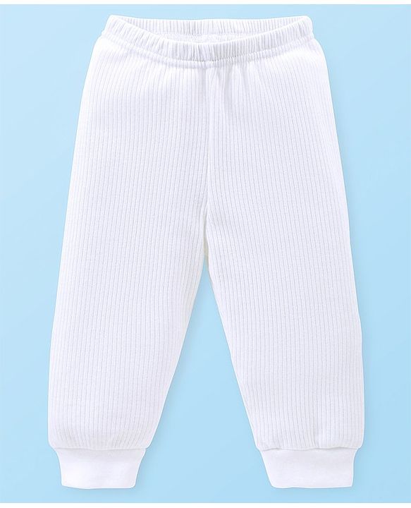 Babyhug Solid Colour Full Sleeve & Sleeveless Thermal Vests & Pant Set - Off White