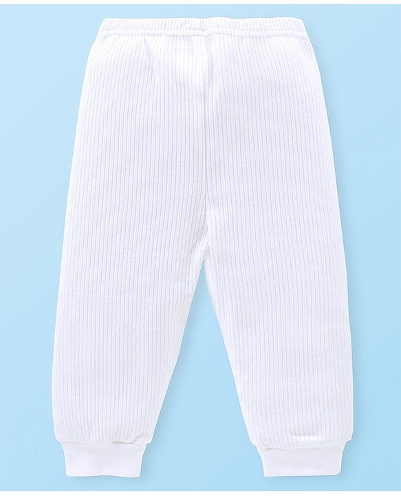 Babyhug Solid Colour Full Sleeve & Sleeveless Thermal Vests & Pant Set - Off White