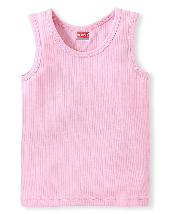 Babyhug Cotton Full Sleeves Thermal Vest and Pant Set Solid - Pink