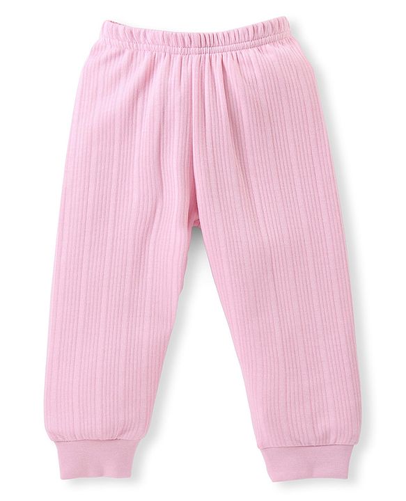 Babyhug Cotton Full Sleeves Thermal Vest and Pant Set Solid - Pink