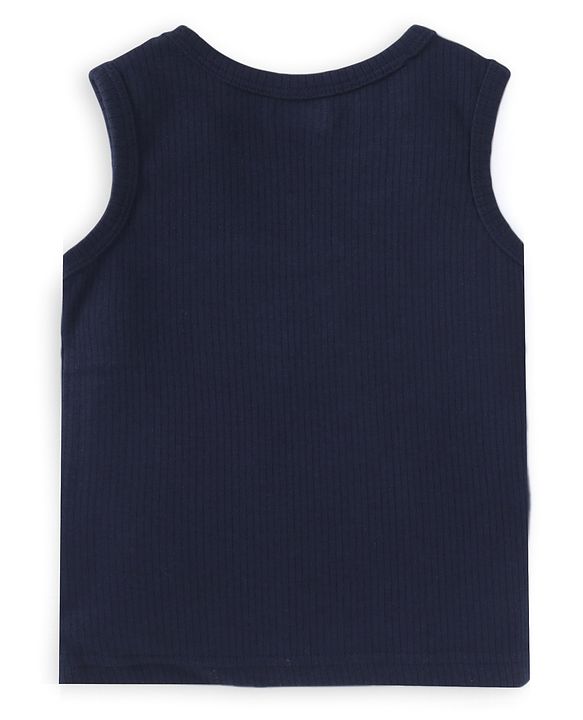 Babyhug  Full Sleeves Thermal Vest Pullover & Pant Set Solid Colour - Navy Blue