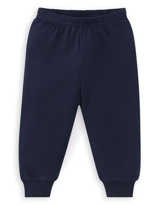 Babyhug  Full Sleeves Thermal Vest Pullover & Pant Set Solid Colour - Navy Blue