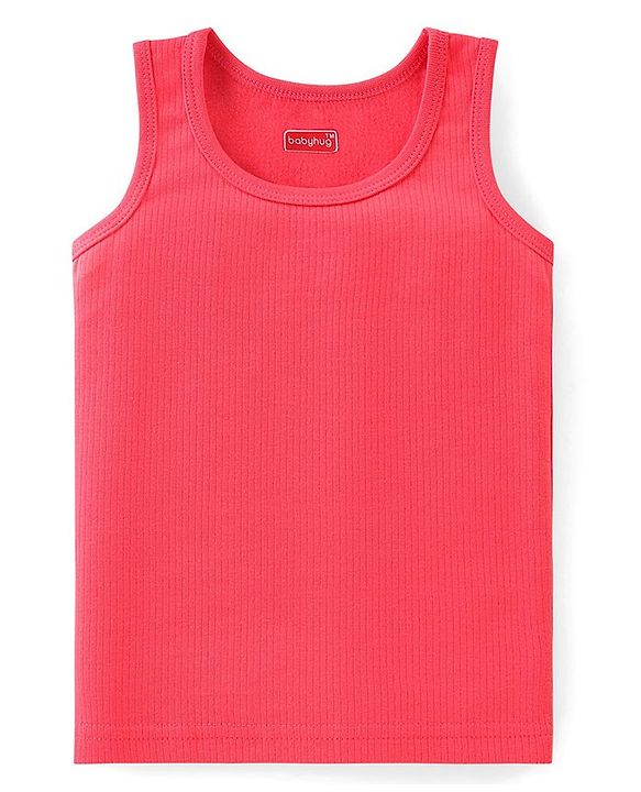 Babyhug  Full Sleeves Thermal Vest Pullover & Pant Set Solid Colour - Dark Pink