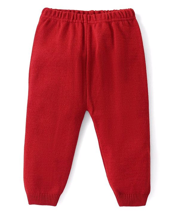 Babyhug Knit Full Sleeves Sweater Set with Aztec Design -Rust Red