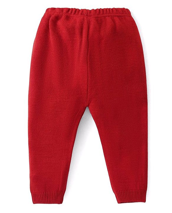 Babyhug Knit Full Sleeves Sweater Set with Aztec Design -Rust Red