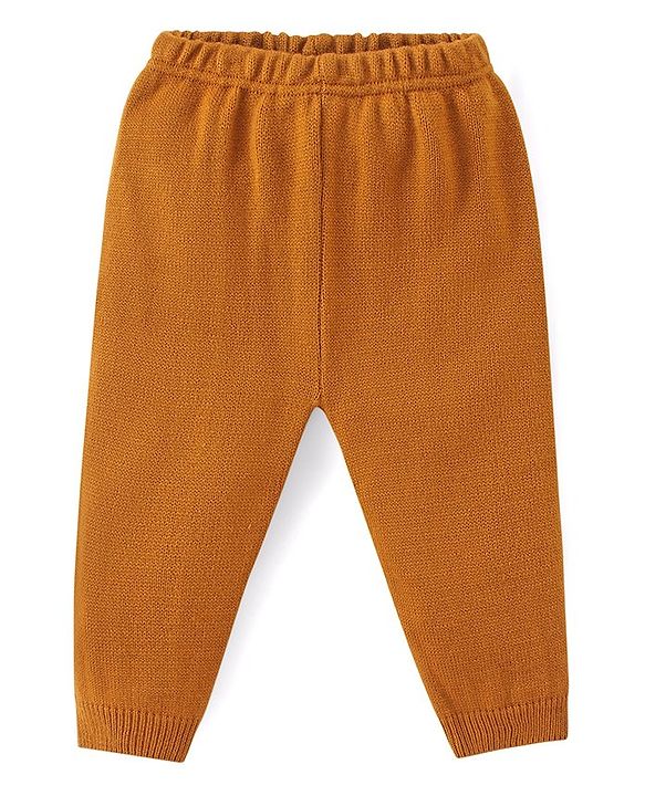 Babyhug Knit Full Sleeves Sweater Set with Aztec Design- Mustard