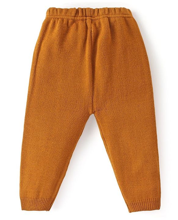 Babyhug Knit Full Sleeves Sweater Set with Aztec Design- Mustard