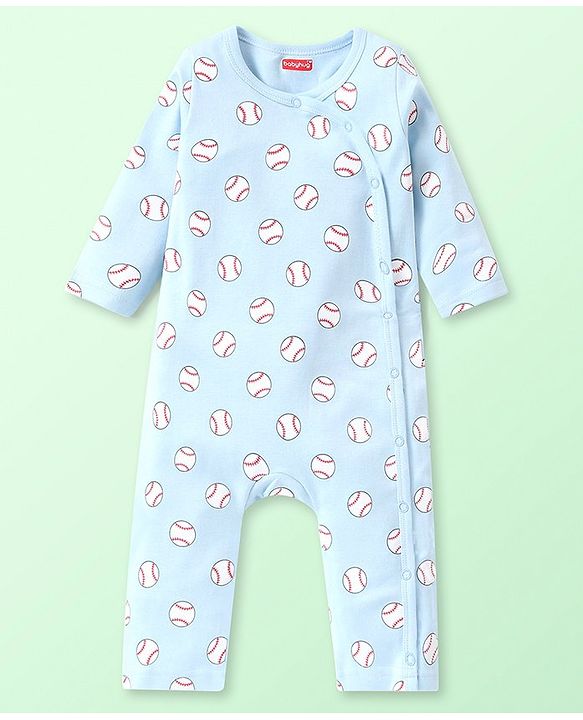 Babyhug 100% Cotton Knit Full Sleeves Rompers with Baseball & Bunny Print  Pack of 2 - Multicolour