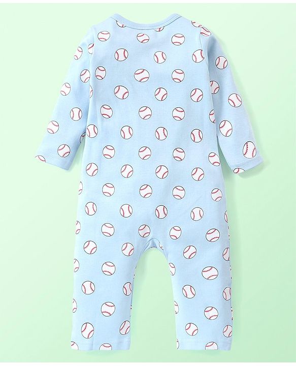 Babyhug 100% Cotton Knit Full Sleeves Rompers with Baseball & Bunny Print  Pack of 2 - Multicolour