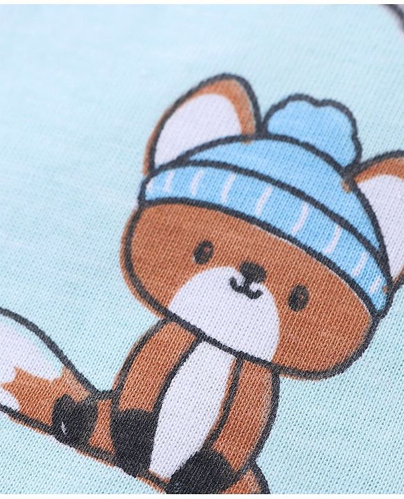 Babyhug Cotton Knit Full Sleeves T-Shirt & Dungaree Set with Bear Print - Red & Blue