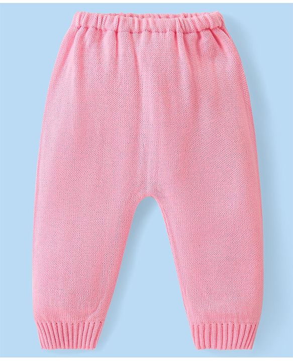 Babyhug Knitted Full Sleeves Collar Neck Sweater Set With Aztec Design - Pink