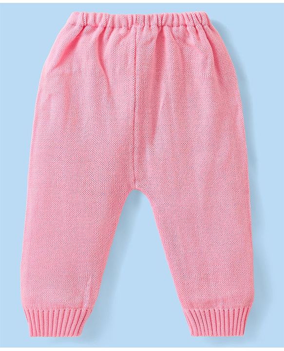 Babyhug Knitted Full Sleeves Collar Neck Sweater Set With Aztec Design - Pink