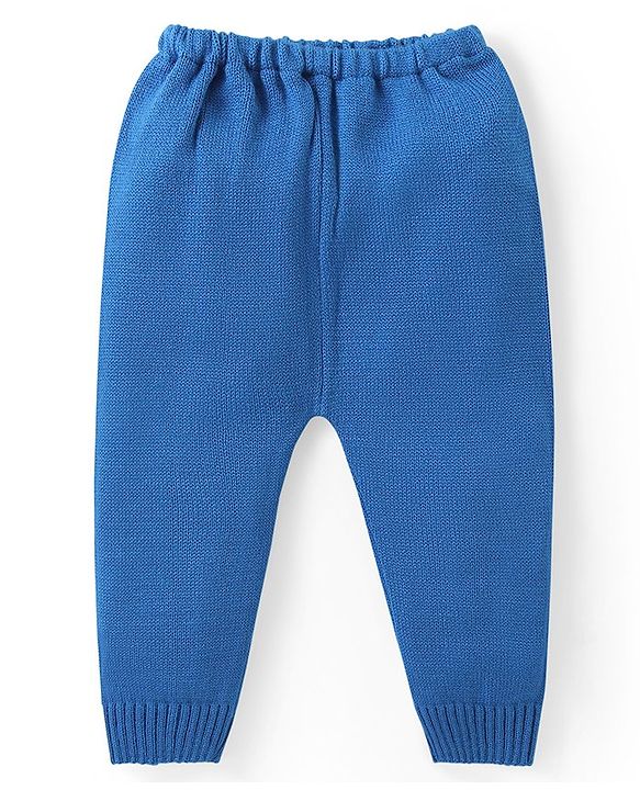 Babyhug Knit Full Sleeves Pullover Sweater Intarsia Design - Blue & Orange